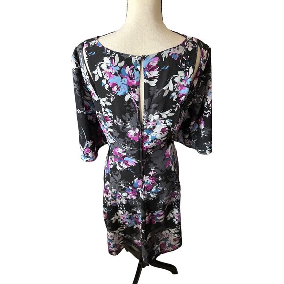Torrid Black Purple Dress Flower Print Georgette Flutter Sleeve Cutouts Size 18 - Picture 5 of 8